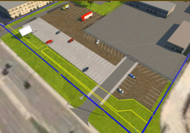 3D civil grading and parking lot improvements model on University Dr